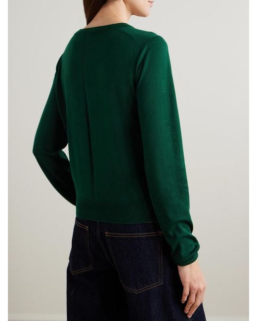 La Ligne Green Ben Silk, Wool And Cashmere-Blend Cardigan