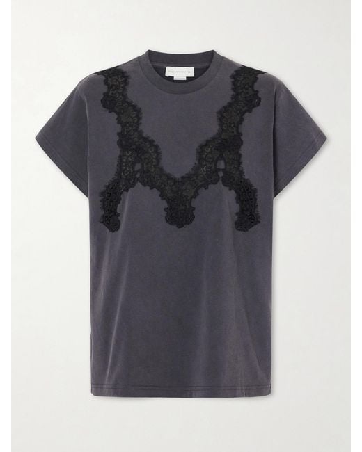 Stella McCartney Black Lace-Trimmed Cotton-Jersey T-Shirt
