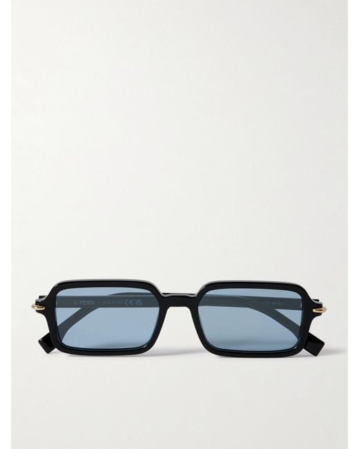 Fendi Blue Selleria Rectangle-Frame Acetate Sunglasses