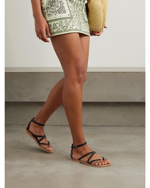 K. Jacques Black Epicure Leather Sandals