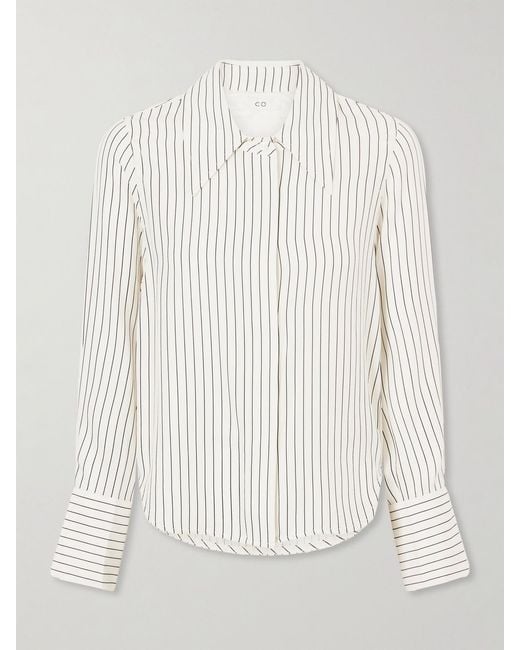 Co. White Striped Silk-Satin Shirt