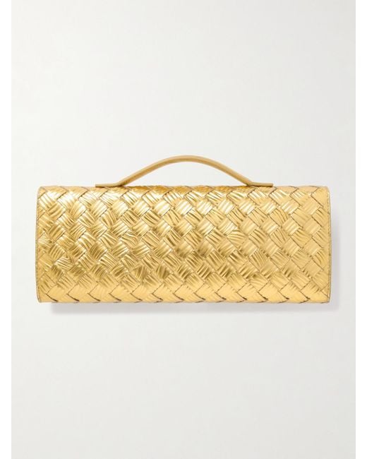 Bottega Veneta Long Andiamo Intrecciato Metallic Leather Clutch