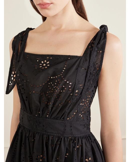 Matteau Black Broderie Apron Broderie Anglaise Cotton Midi Dress