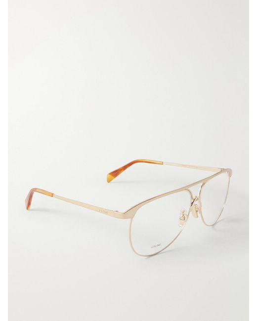 Céline Natural Aviator-Style Metal Glasses