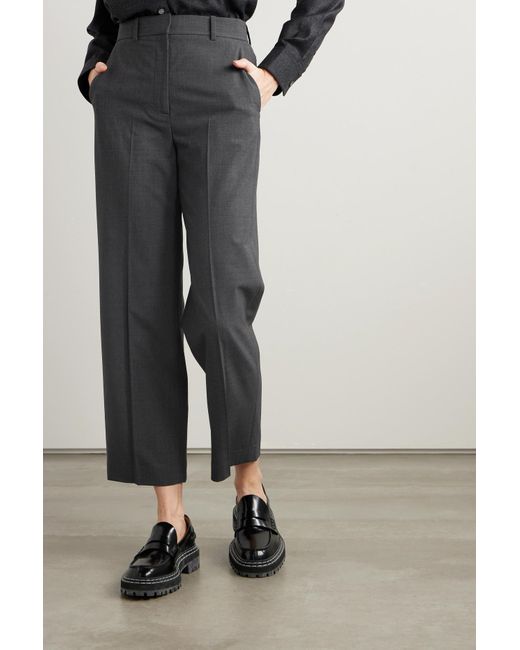 Theory Cropped Stretch-wool Straight-leg Pants in Black | Lyst UK