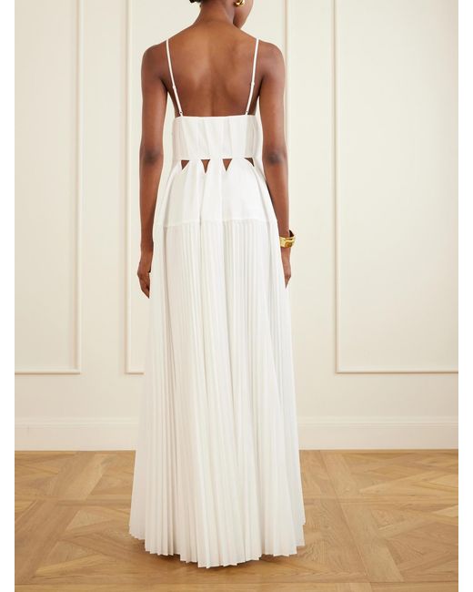 Jonathan Simkhai White Selene Cut-Out Pleated Poplin Maxi Dress