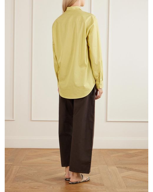 Leset Yellow Yoshi Striped Cotton And Lyocell-Blend Poplin Shirt