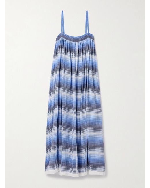 Lemlem Blue Eda Midikleid Aus Gestreifter Baumwollgaze