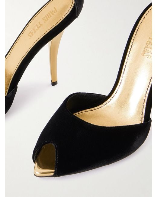 Paris Texas Black Jessica Velvet Sandals