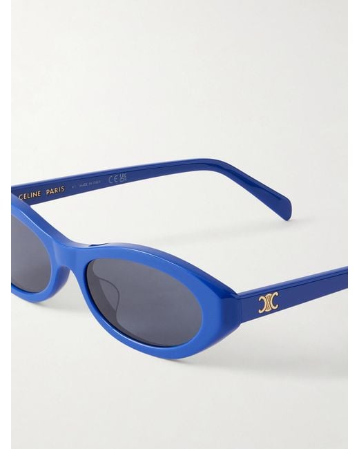 Céline Blue Triomphe Mini Oval-Frame Acetate Sunglasses
