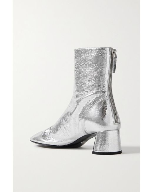 Proenza Schouler Glove Metallic Crinkled leather Ankle Boots in