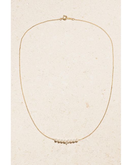 Mizuki Natural 14-Karat, Pearl And Diamond Necklace