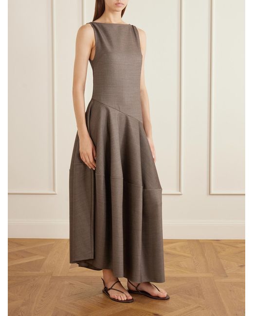 Ruohan Brown Mirel Wool Maxi Dress