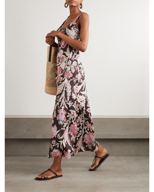 Alix Of Bohemia Multicolor Adele Floral-Print Silk Maxi Dress