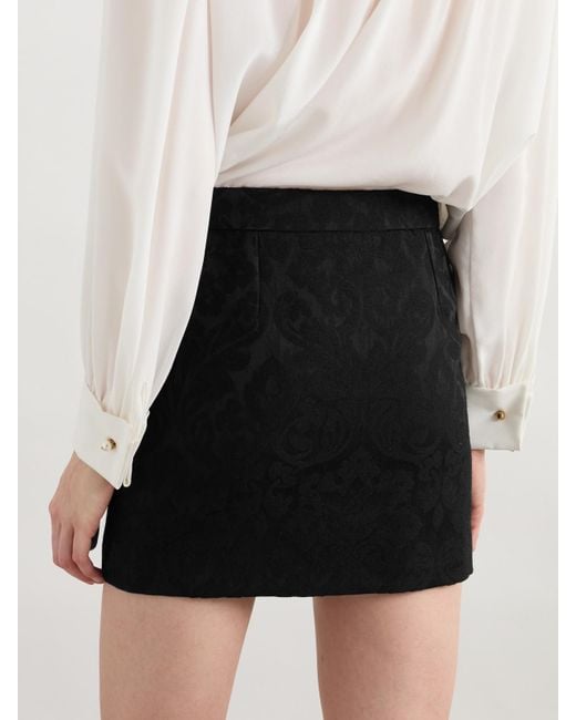 Chloé Black Wool-Blend Jacquard Mini Skirt