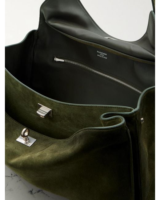 Balenciaga Green Rodeo Mittelgroße Schultertasche Aus Veloursleder