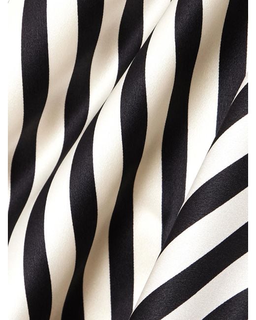 Olivia Von Halle White Nika Belted Striped Silk-Satin Robe