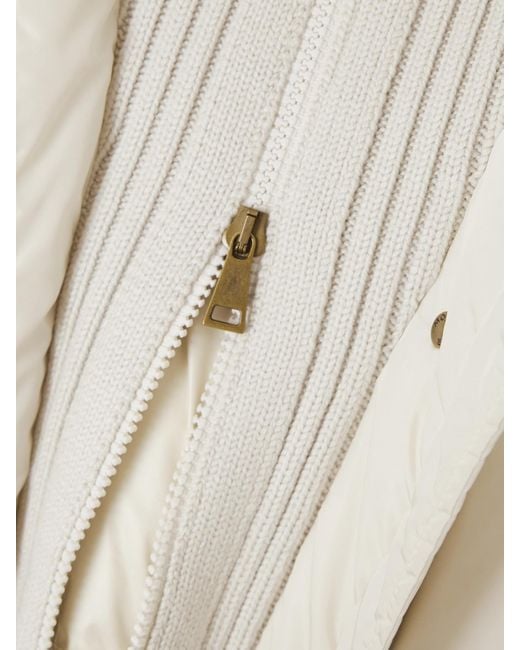 Moncler Natural Chamer Daunenmantel Aus Gestepptem Shell Mit Kapuze