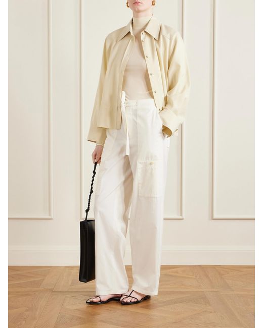Jil Sander White Cotton-Poplin Cargo Pants