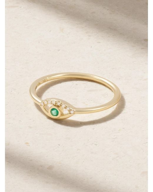 Melissa Joy Manning Natural Wink 14-Karat, Diamond And Emerald Ring