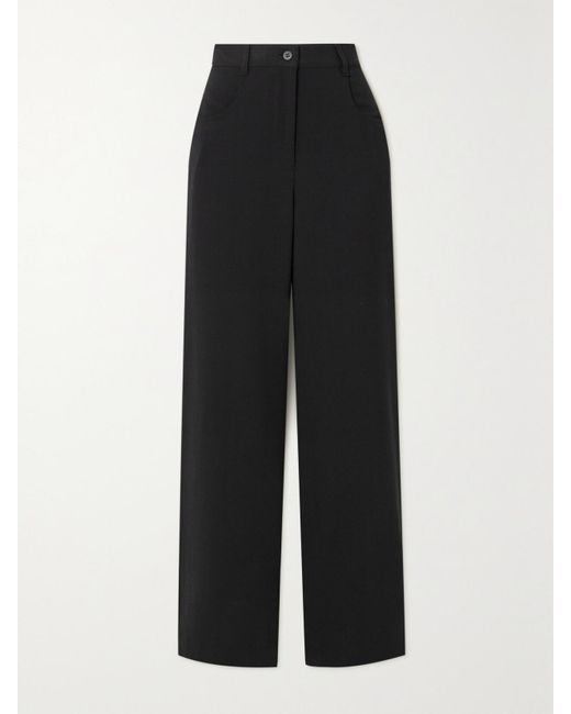 Matteau Black Net Sustain Wool-Blend Crepe Straight-Leg Pants