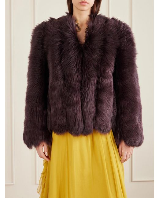 Chloé Red Cropped Shearling Jacket