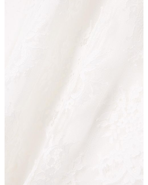 Self-Portrait White Bow-Embellished Cotton-Blend And Lace Maxi Dress