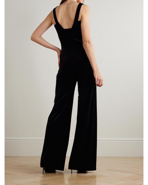 Galvan Black Vesper Satin-Trimmed Velvet Jumpsuit