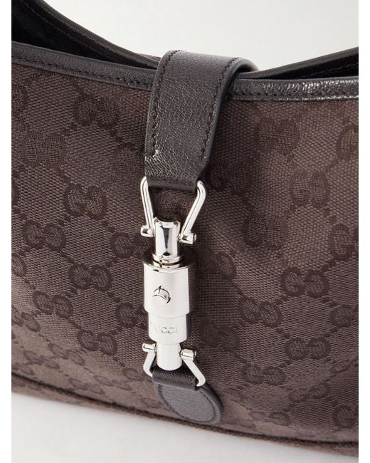 Gucci Brown Jackie 1961 Gg Supreme-Jacquard Leather-Trimmed Canvas Shoulder Bag