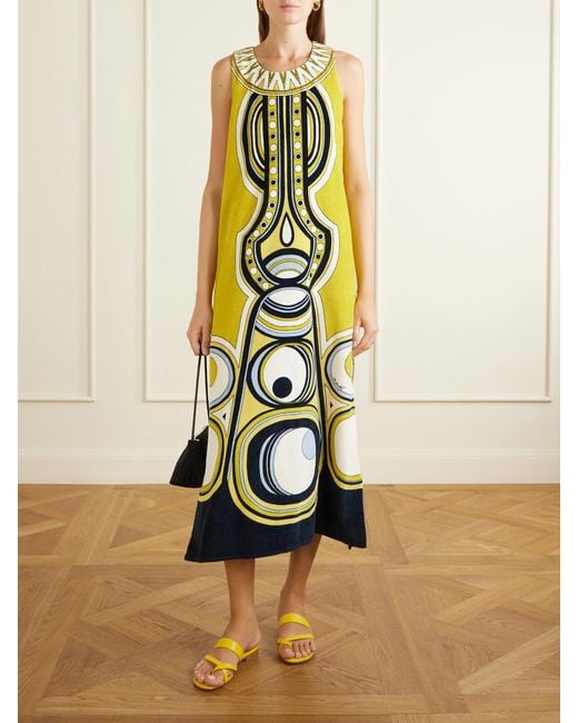 LaDoubleJ White Totem Cotton Midi Dress