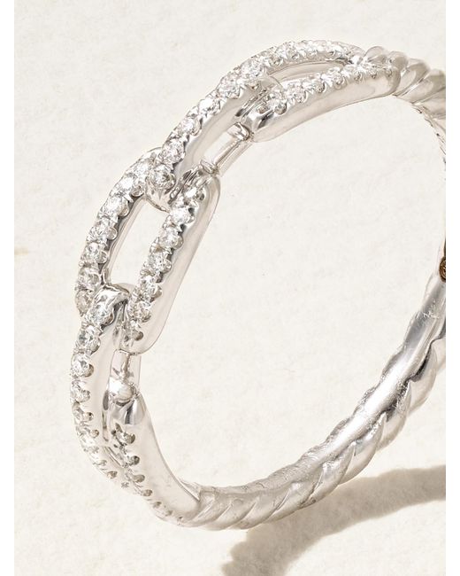 Bague En Or Blanc 18 Carats (750/1000) Et Diamants Stax Chain Link David Yurman en coloris Natural