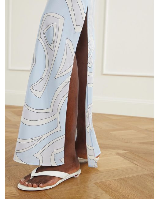 Emilio Pucci White Printed Silk Crepe De Chine Maxi Dress