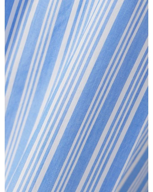 Doen Blue Lavona Striped Organic Cotton Straight-Leg Pants