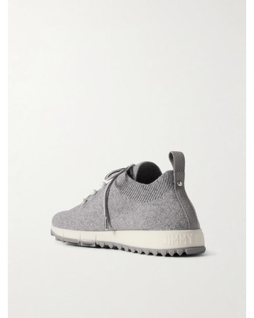 Jimmy Choo Gray Veles Faux Pearl-Embellished Knitted Sneakers