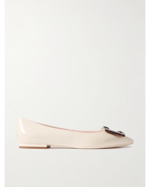 Roger Vivier Natural Gommettine Flache Schuhe Mit Spitzer Kappe Aus Lackleder
