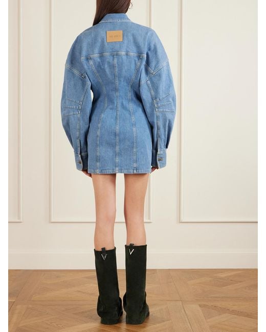 The Attico Blue Paneled Denim Mini Dress