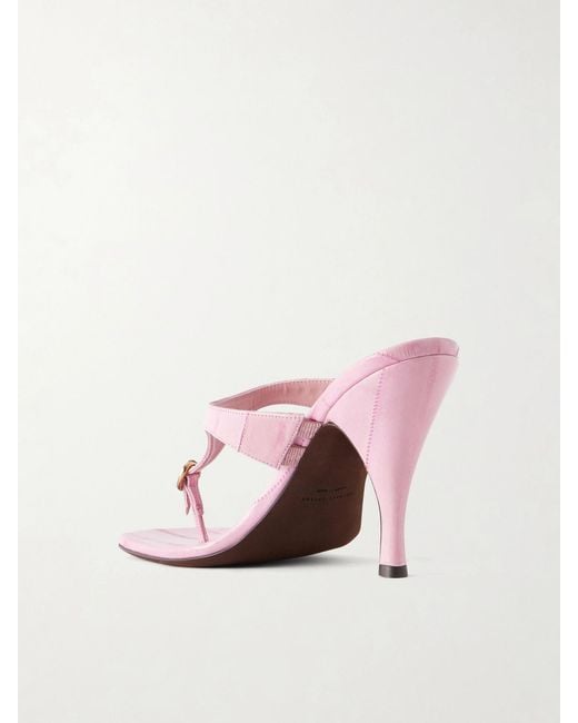 Herbert Levine Pink Kiss And Tell 100 Embellished Textured-Leather Sandals