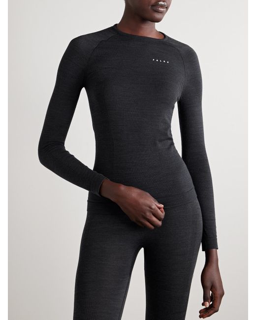 Falke Black Wool-Blend Top