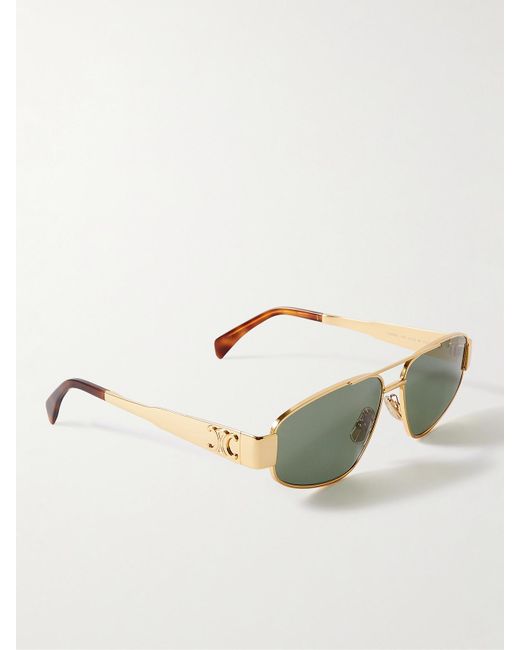 Céline Metallic Triomphe Aviator-Style-Tone And Acetate Sunglasses