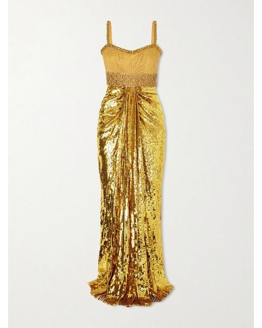 Jenny Packham Metallic Only You Draped Embellished Tulle Gown