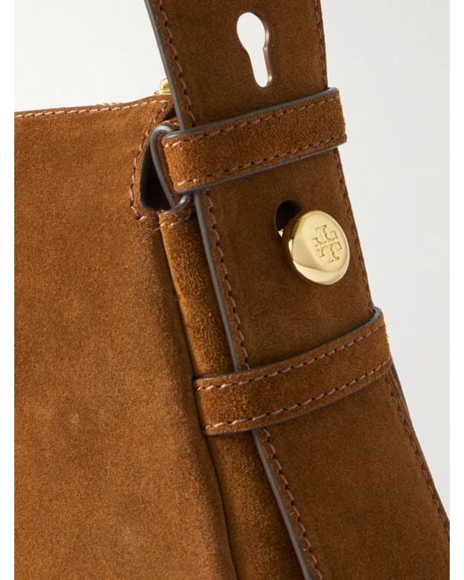 Tory Burch White Romy Small Suede Shoulder Bag