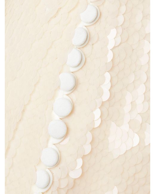 Magda Butrym White Open-Back Sequined Tulle Maxi Dress