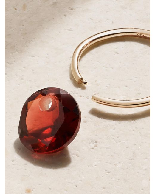 BY PARIAH Natural Net Sustain Birthstone 14-Karat Recycled-Stone Single Hoop Earring