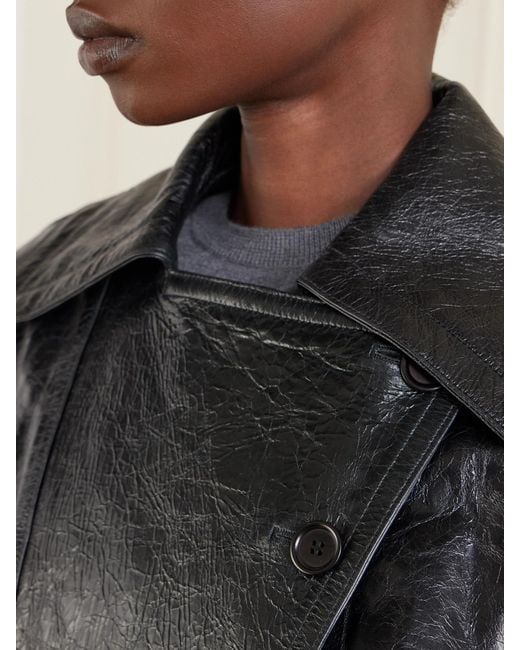 Co. Black Engineered Double-Breasted Leather Jacket