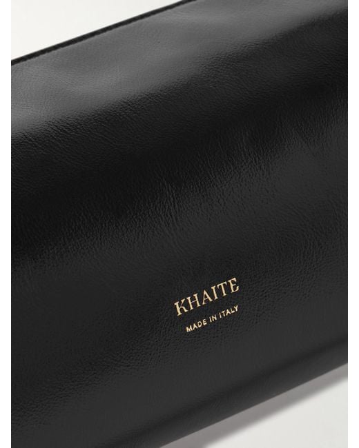 Khaite Black Kye Glossed-Leather Shoulder Bag