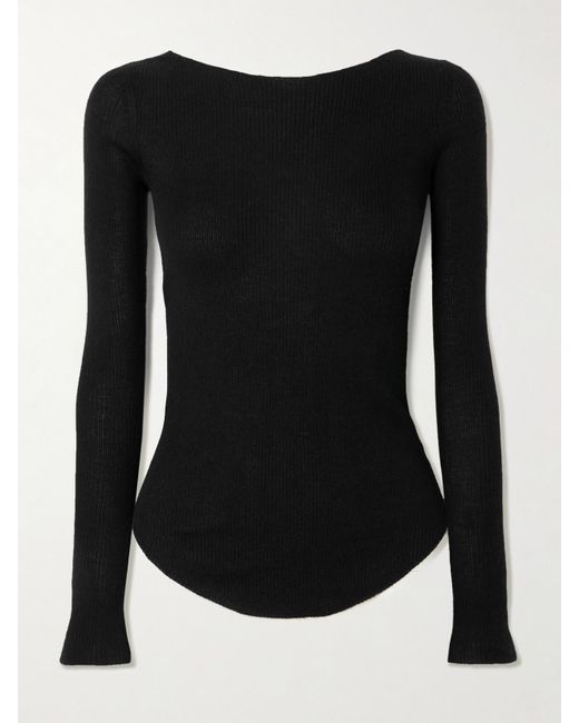 Isabel Marant Black Izzie Pullover Aus Einer Gerippten Kaschmir-Seidenmischung