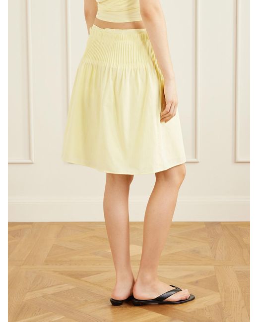 Sir Yellow Rochelle Pintuck Cotton Midi Skirt