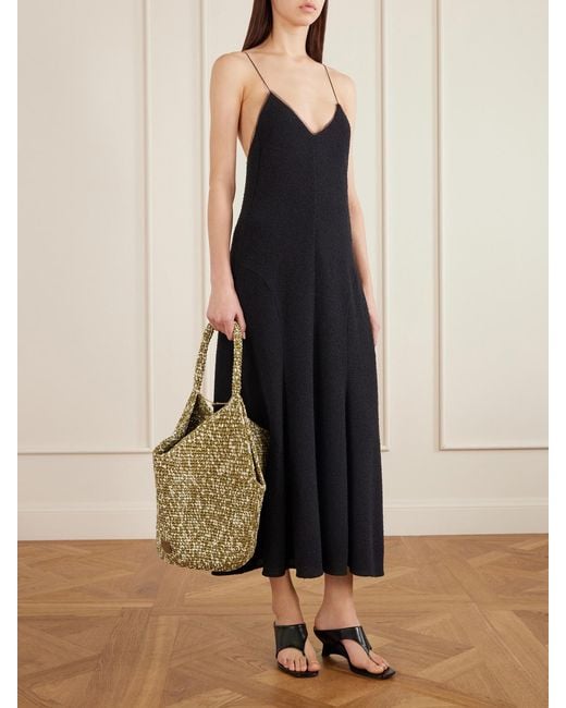 Khaite Metallic Lotus Medium Two-Tone Woven Tote