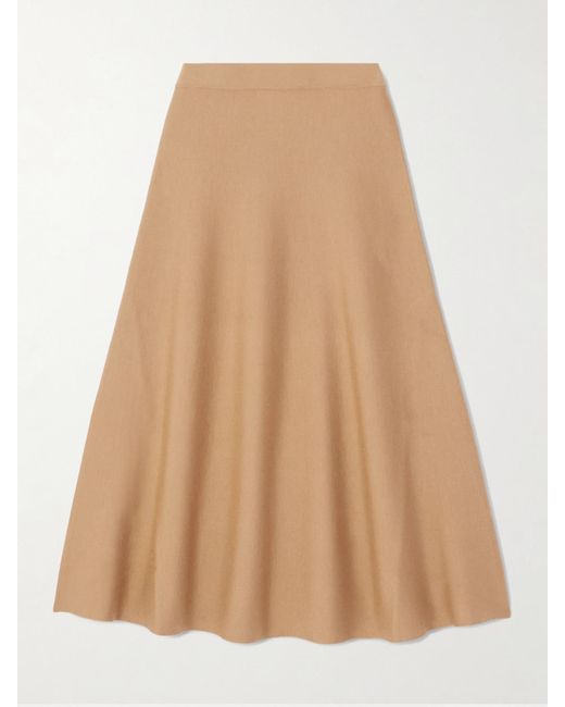 Gabriela Hearst Natural Freddie Wool, Silk And Cashmere-Blend Midi Skirt