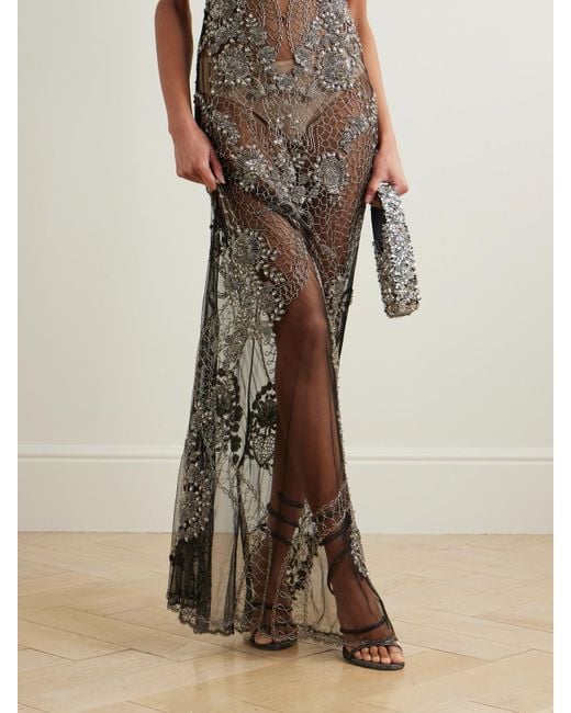 Clio Peppiatt White Cora Embellished Tulle Gown